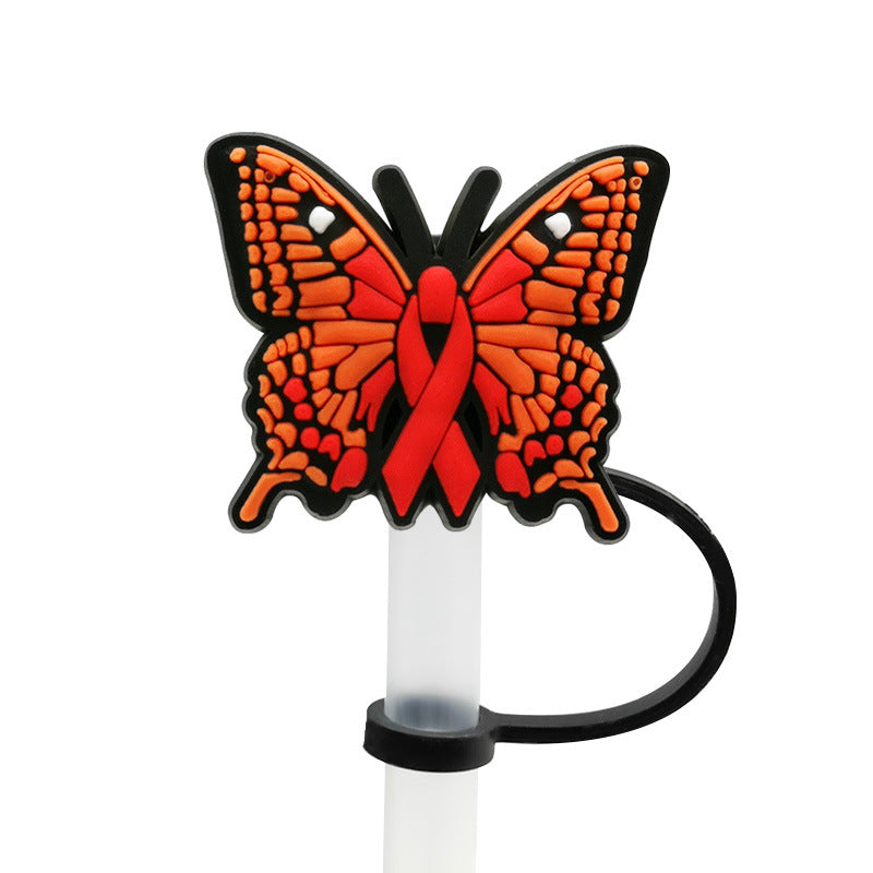 Wholesale 10pcs Butterfly Straw Cap Silicone Dust Plug